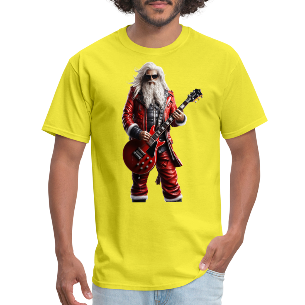 Santa Rock Star Playing Guitar Unisex Classic T-Shirt - yellow