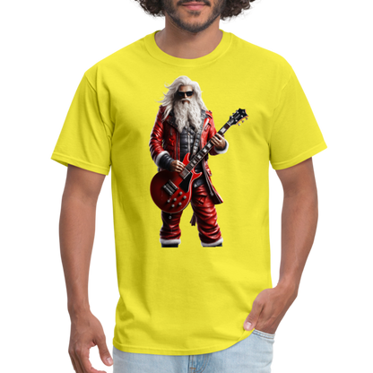 Santa Rock Star Playing Guitar Unisex Classic T-Shirt - yellow
