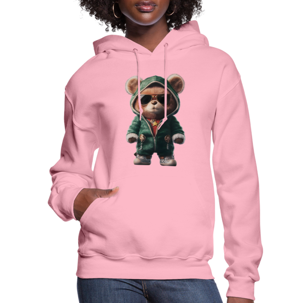 Hooded Gangster Christmas Teddy Bear (Design D) Women's Hoodie - classic pink