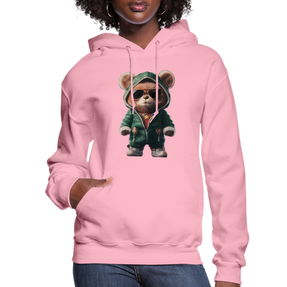 Hooded Gangster Christmas Teddy Bear (Design D) Women's Hoodie - classic pink