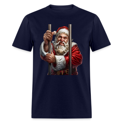 Bad Santa in Jail (Design F) Unisex Classic T-Shirt - navy