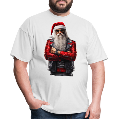 Bad Rock n Roll Santa Claus Unisex Classic T-Shirt - white