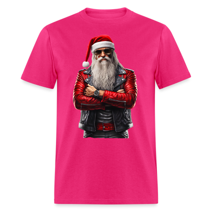 Bad Rock n Roll Santa Claus Unisex Classic T-Shirt - fuchsia