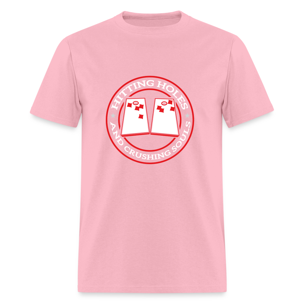 Hitting Holes and Crushing Souls Cornhole Unisex Classic T-Shirt - pink