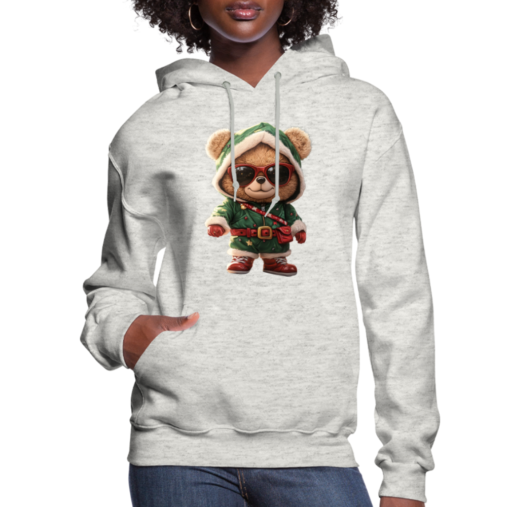 Hooded Gangster Teddy Bear (Design A) Women's Hoodie - heather oatmeal