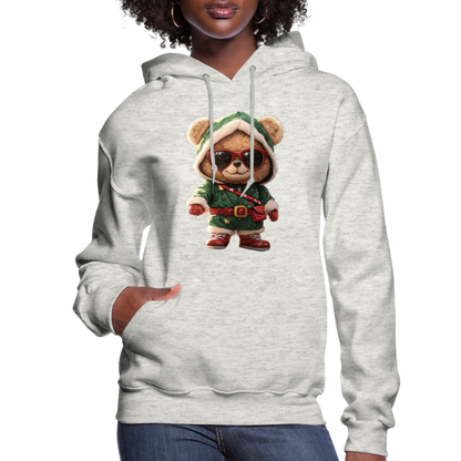 Hooded Gangster Teddy Bear (Design A) Women's Hoodie - heather oatmeal