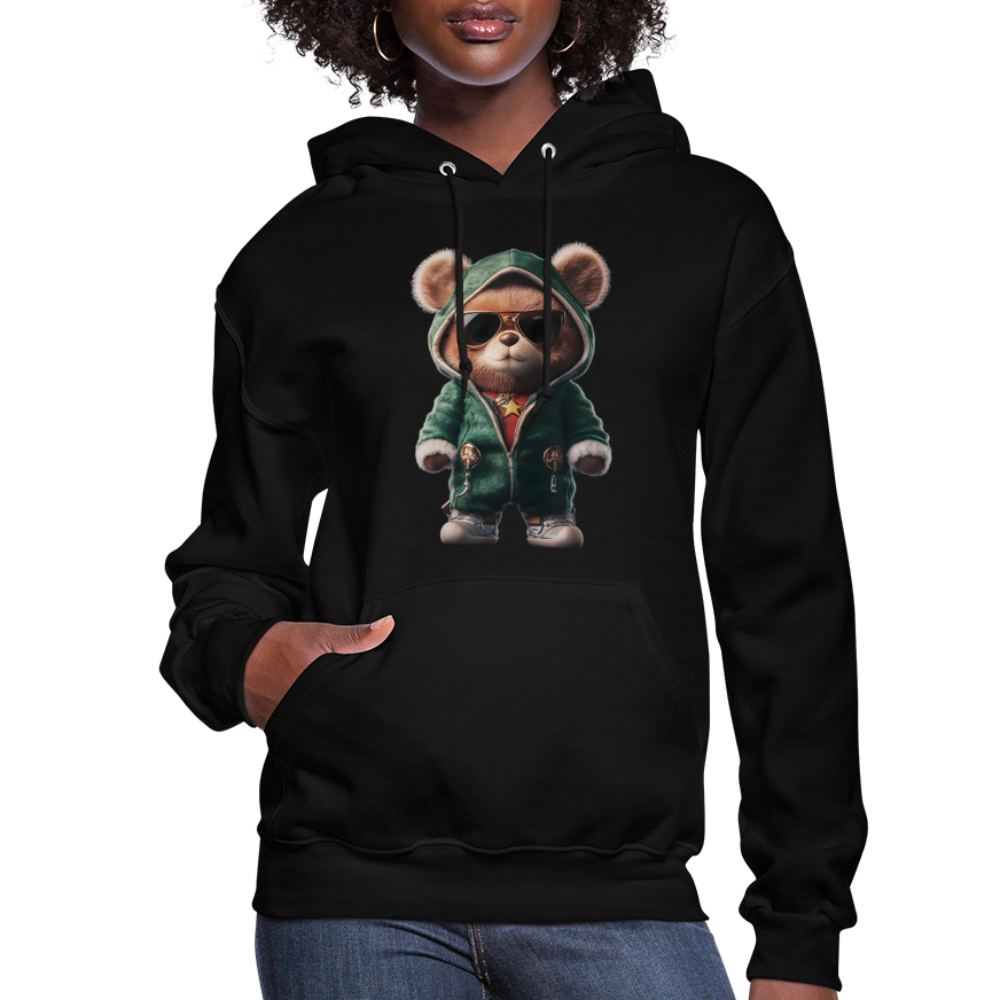 Hooded Gangster Christmas Teddy Bear (Design D) Women's Hoodie - black