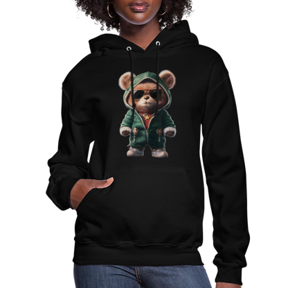 Hooded Gangster Christmas Teddy Bear (Design D) Women's Hoodie - black