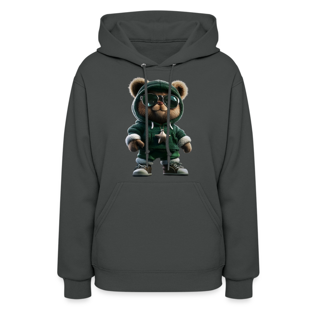 Hooded Gangster Christmas Teddy Bear (Design B) Women's Hoodie - asphalt