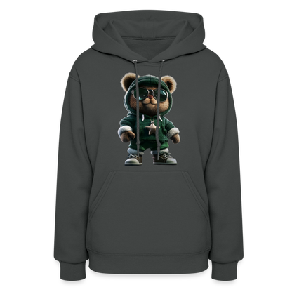 Hooded Gangster Christmas Teddy Bear (Design B) Women's Hoodie - asphalt