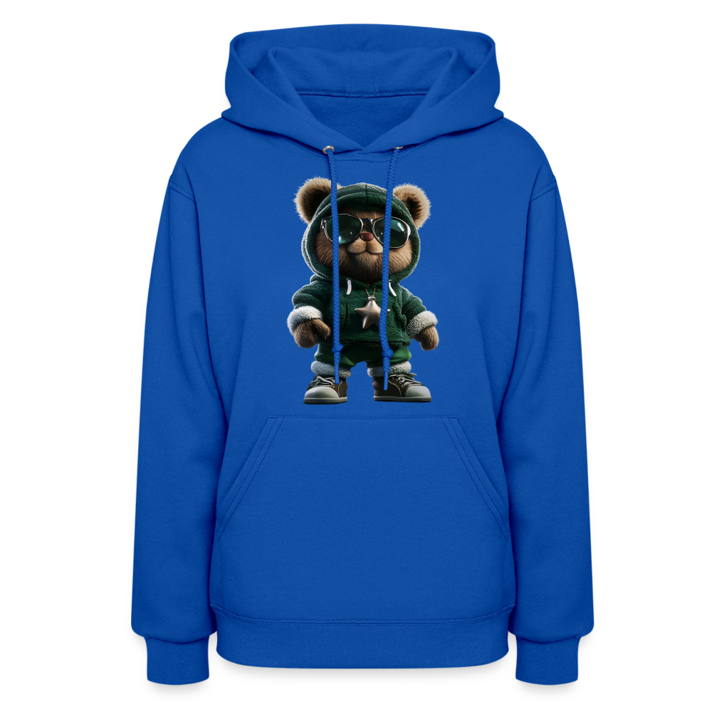 Hooded Gangster Christmas Teddy Bear (Design B) Women's Hoodie - royal blue