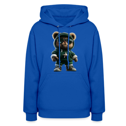 Hooded Gangster Christmas Teddy Bear (Design B) Women's Hoodie - royal blue