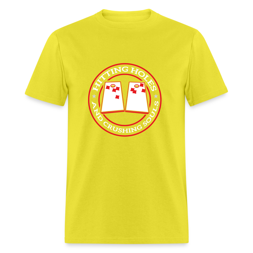 Hitting Holes and Crushing Souls Cornhole Unisex Classic T-Shirt - yellow