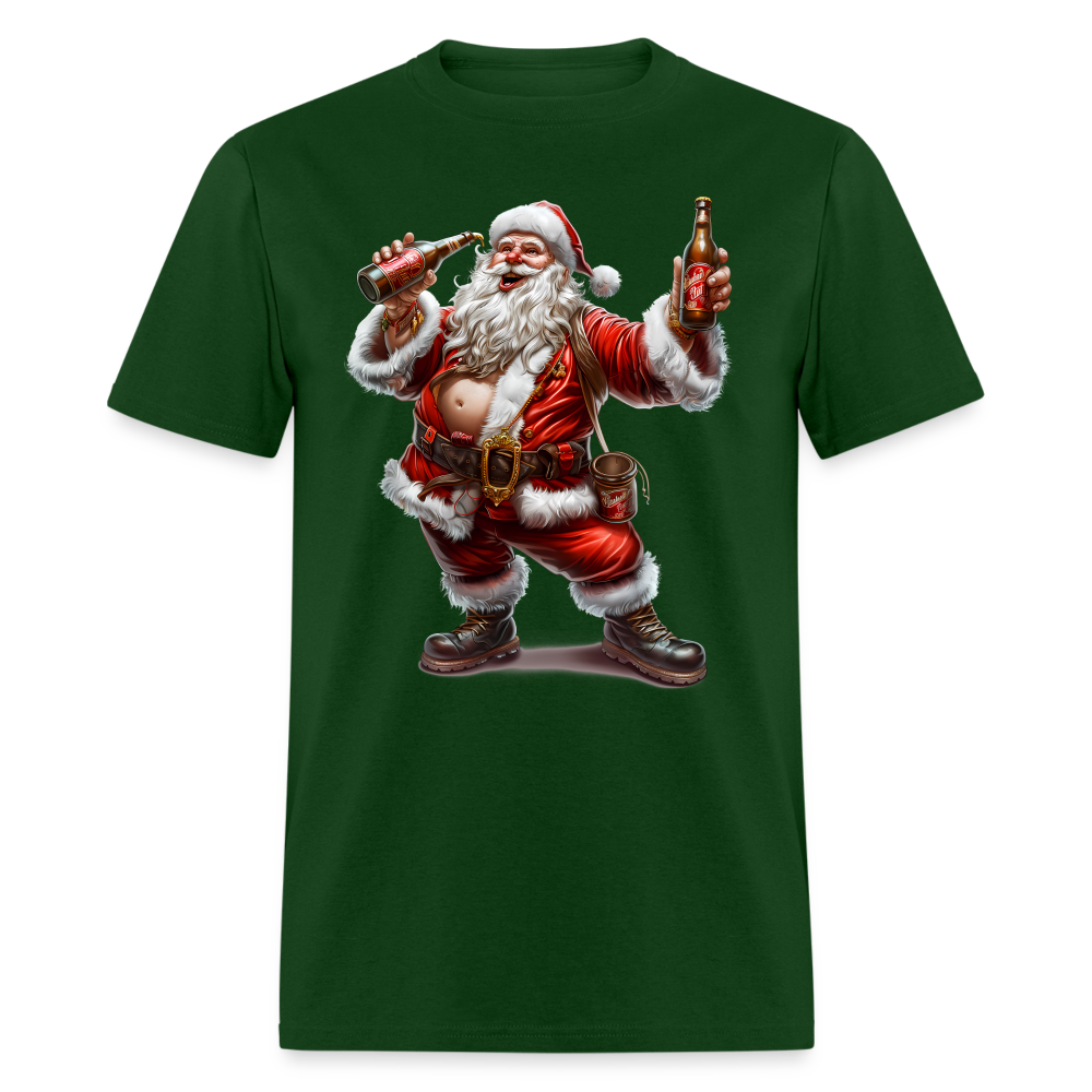 Bad Santa Drinking (Design A) Unisex Classic T-Shirt - forest green