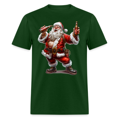 Bad Santa Drinking (Design A) Unisex Classic T-Shirt - forest green