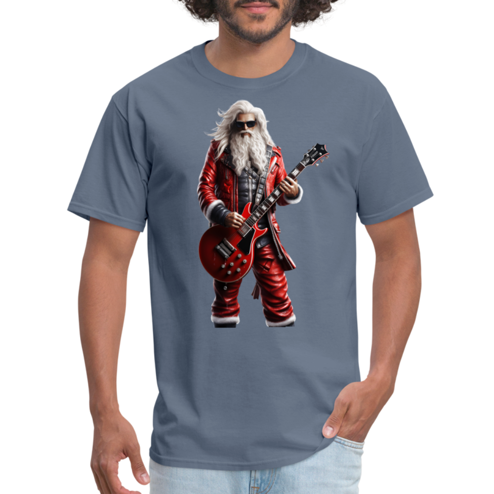Santa Rock Star Playing Guitar Unisex Classic T-Shirt - denim
