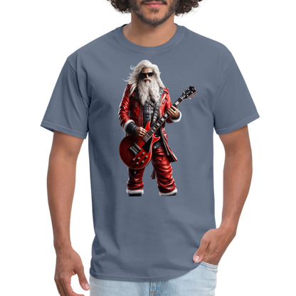 Santa Rock Star Playing Guitar Unisex Classic T-Shirt - denim