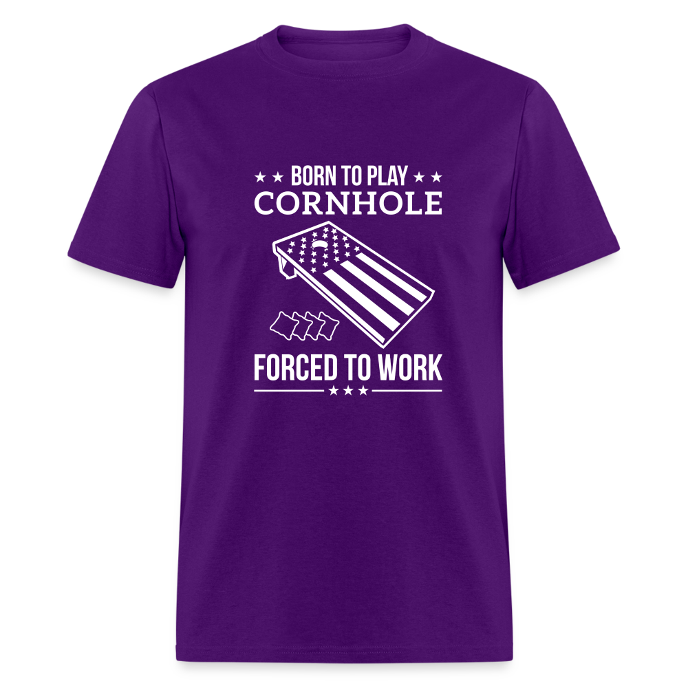 Born to Play Cornhole Forced to Work Unisex Classic T-Shirt - purple