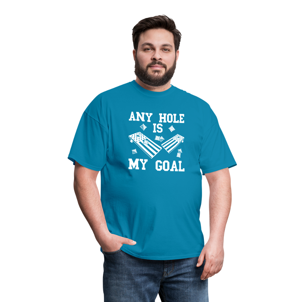 Any Hole is My Goal Cornhole Unisex Classic T-Shirt - turquoise