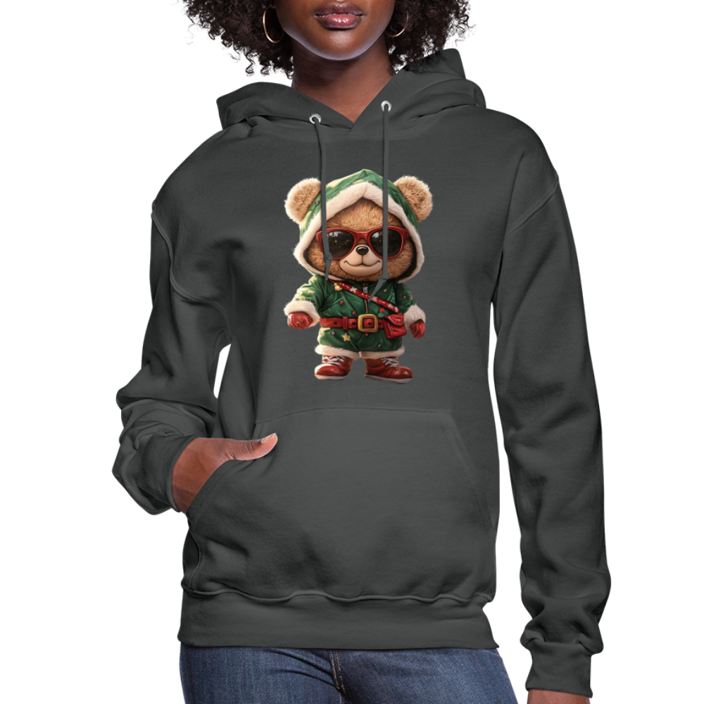 Hooded Gangster Teddy Bear (Design A) Women's Hoodie - asphalt