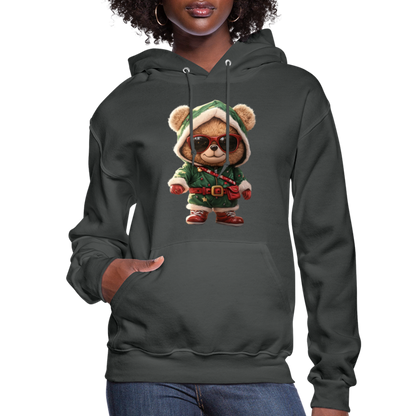 Hooded Gangster Teddy Bear (Design A) Women's Hoodie - asphalt