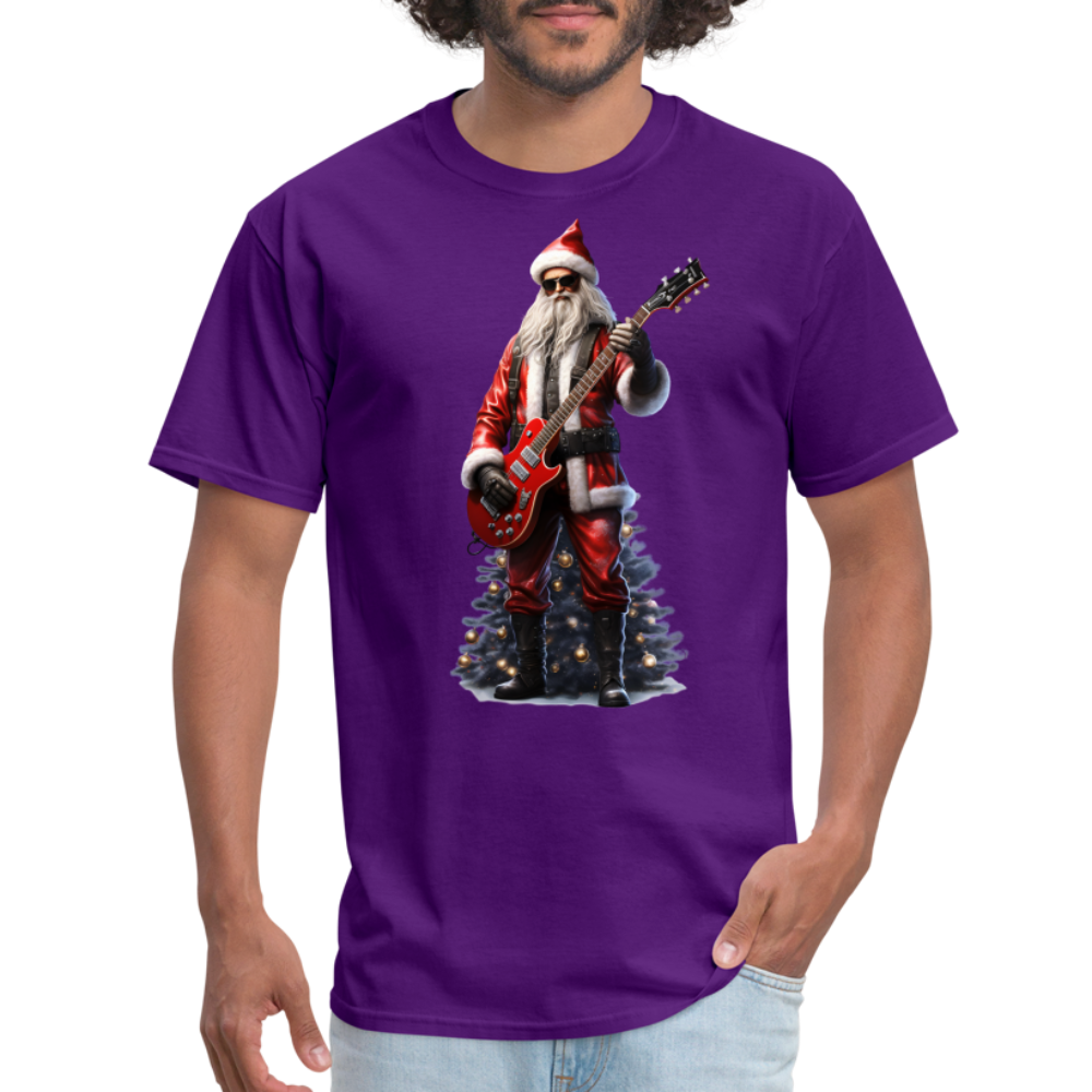Santa Rockin Around the Christmas Tree Unisex Classic T-Shirt - purple