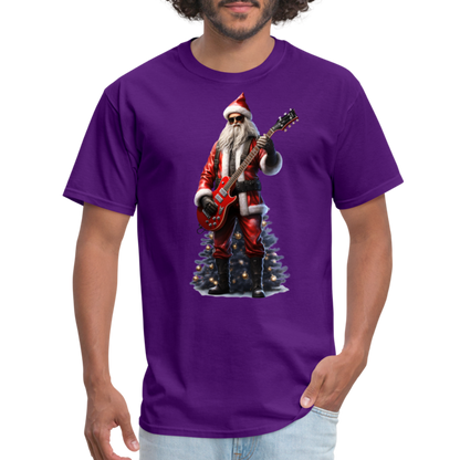 Santa Rockin Around the Christmas Tree Unisex Classic T-Shirt - purple