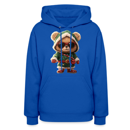 Hooded Gangster Teddy Bear (Design A) Women's Hoodie - royal blue