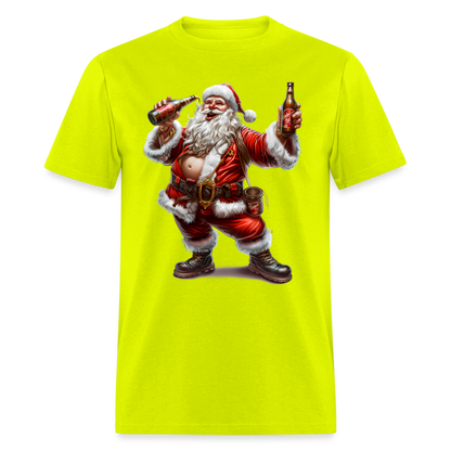Bad Santa Drinking (Design A) Unisex Classic T-Shirt - safety green