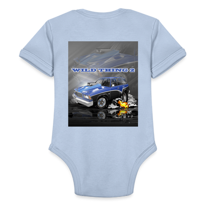 Organic Short Sleeve Baby Bodysuit 1978 Malibu Station Wagon - sky