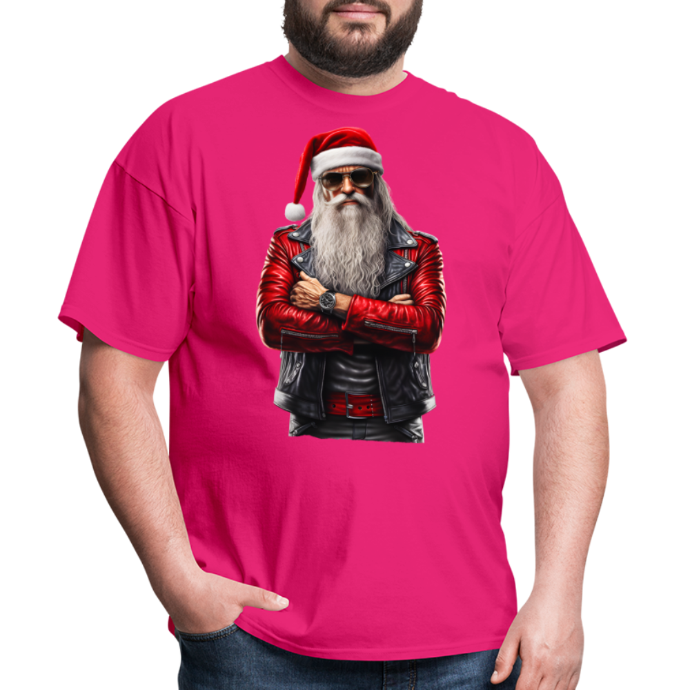Bad Rock n Roll Santa Claus Unisex Classic T-Shirt - fuchsia