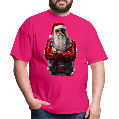 Bad Rock n Roll Santa Claus Unisex Classic T-Shirt - fuchsia