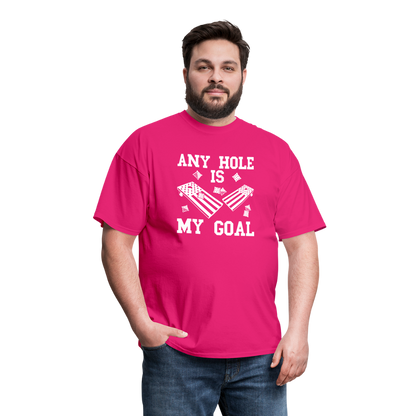 Any Hole is My Goal Cornhole Unisex Classic T-Shirt - fuchsia