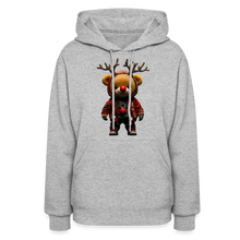Gangster Christmas Red Nose Teddy Bear With Antlers (Design F) Women's Hoodie - heather gray