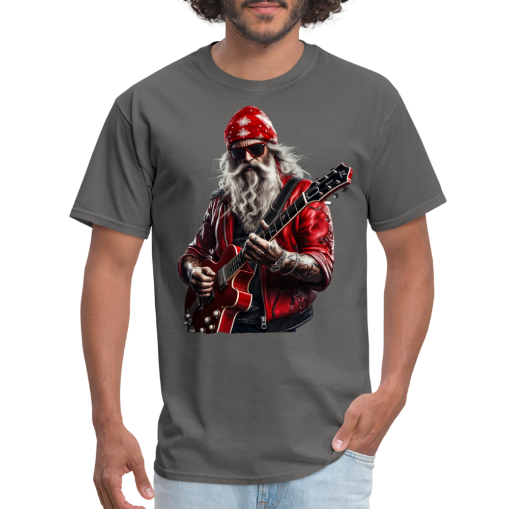 Santa in a Bandana Playing Guitar Unisex Classic T-Shirt - charcoal