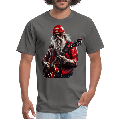 Santa in a Bandana Playing Guitar Unisex Classic T-Shirt - charcoal