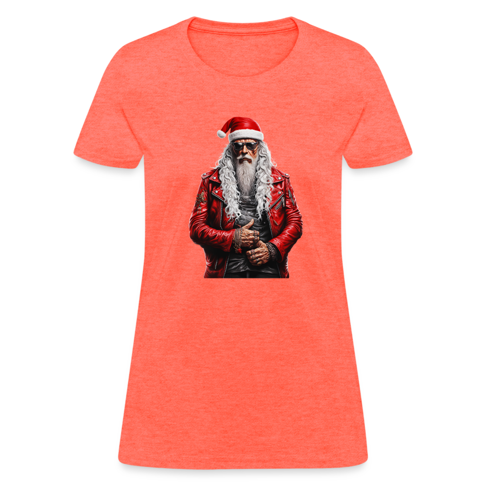 Santa Claus Rock Star in Sunglasses Women's T-Shirt - heather coral