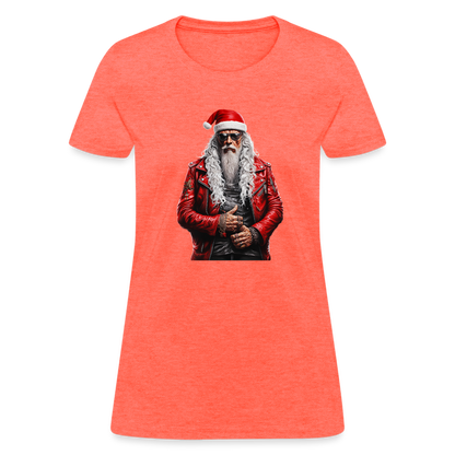 Santa Claus Rock Star in Sunglasses Women's T-Shirt - heather coral
