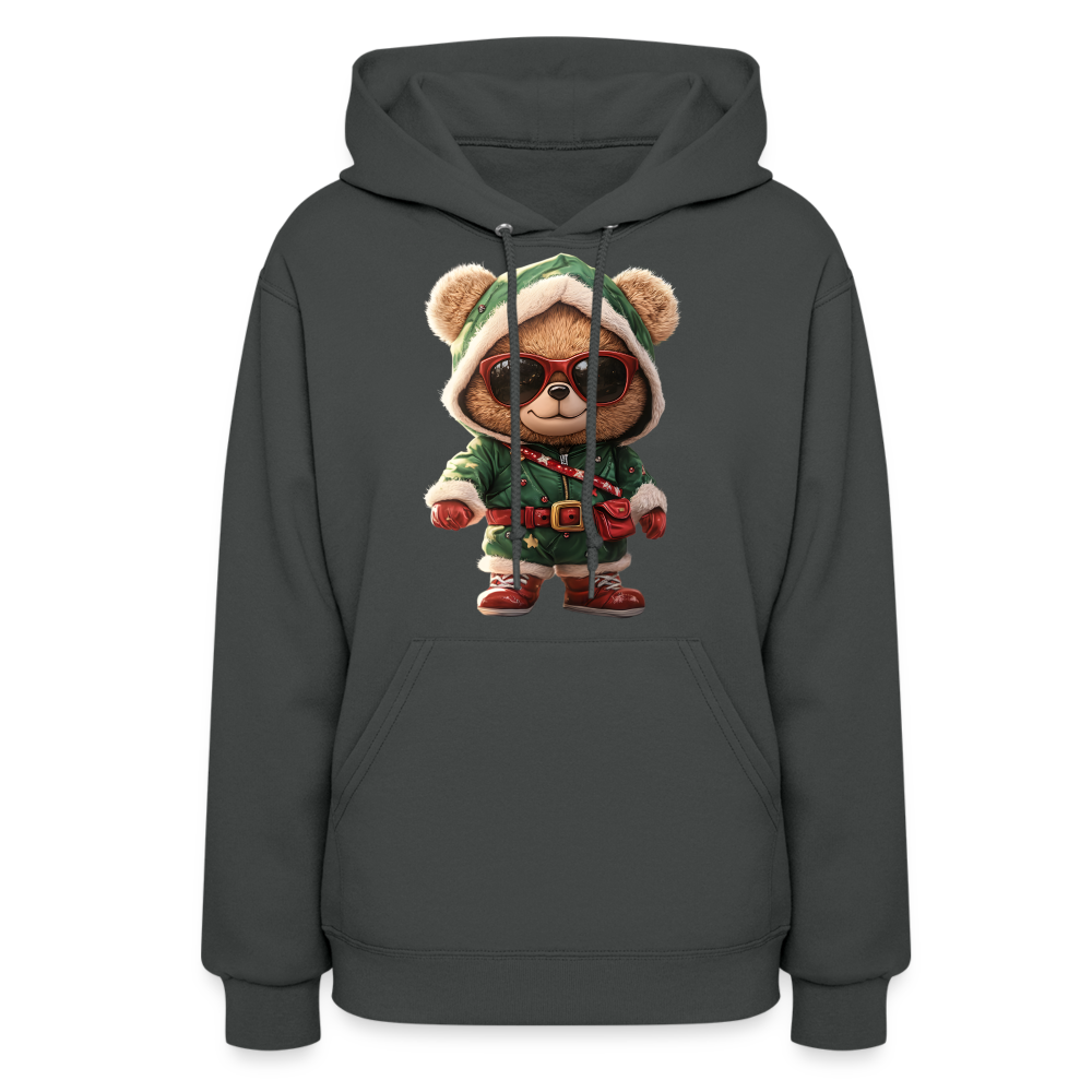 Hooded Gangster Teddy Bear (Design A) Women's Hoodie - asphalt