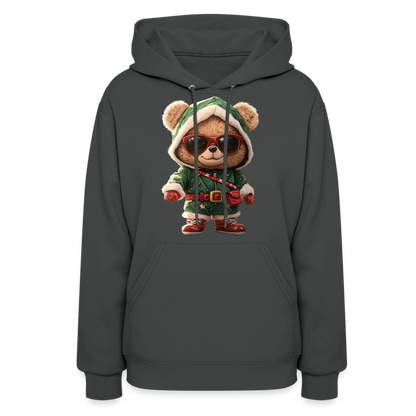 Hooded Gangster Teddy Bear (Design A) Women's Hoodie - asphalt