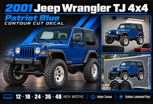 2001 Jeep Wrangler TJ Patriot Blue summary with size and material options