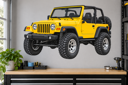 2004 Jeep Wrangler TJ Solar Yellow garage wall decal mockup