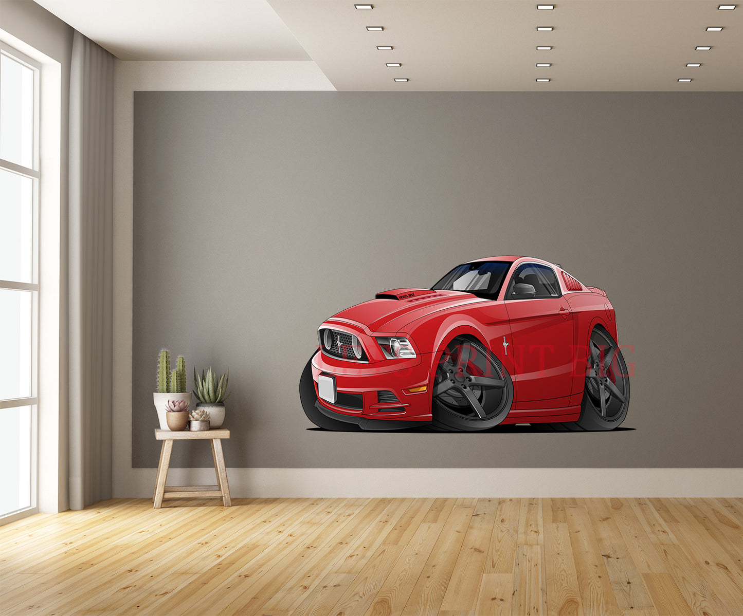 2014 Mustang Hot Rod Cartoon Car Art Wall Decal