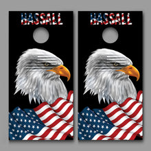 Custom Name American Flag with Bald Eagle Cornhole Board Decal Wraps