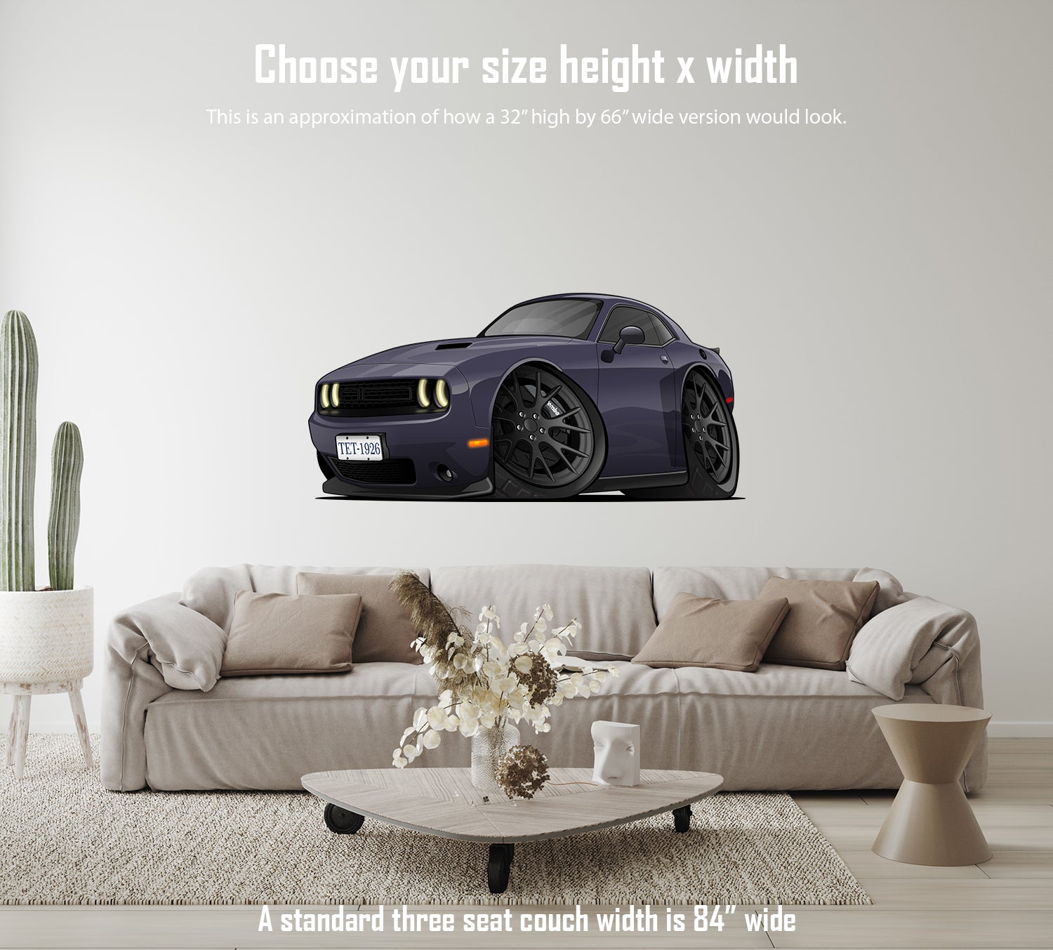 2017 Dodge Challenger Cartoon Hot Rod Car Art Wall Decal