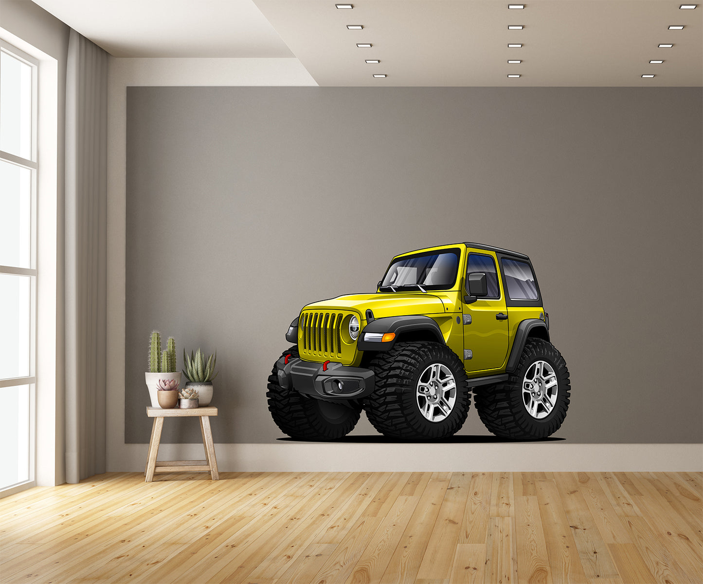2020 Jeep Wrangler Cartoon Yellow Car Art Wall Decal