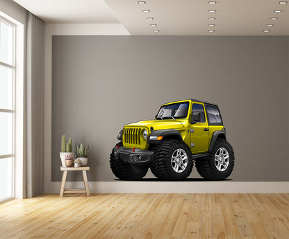 2020 Jeep Wrangler Cartoon Yellow Car Art Wall Decal