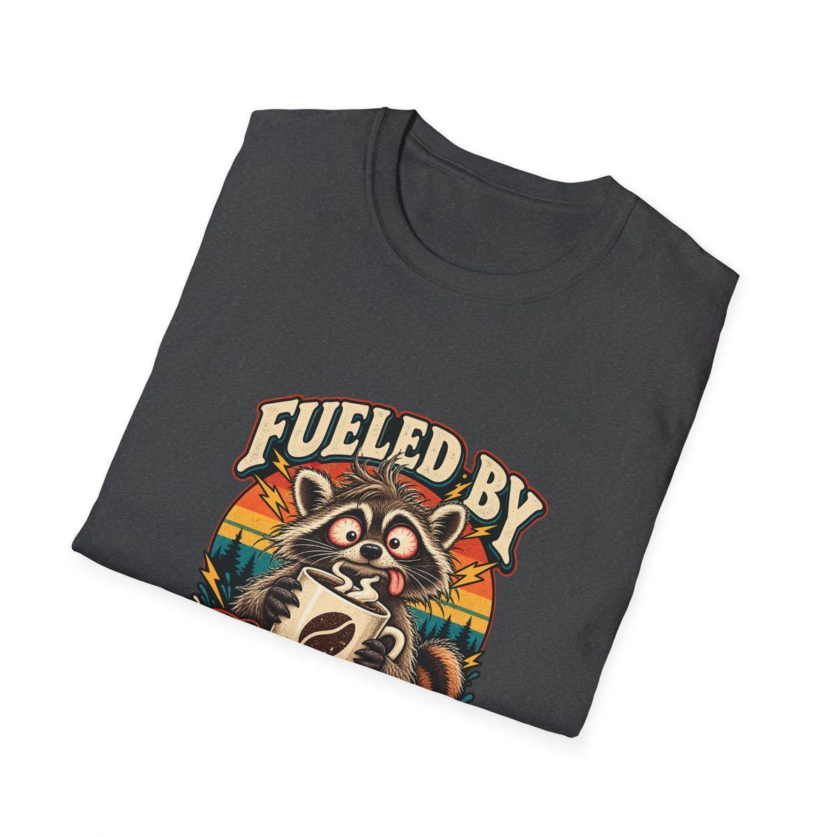 Fueled by Coffee and Bad Decisions T-Shirt | Funny Raccoon Tee