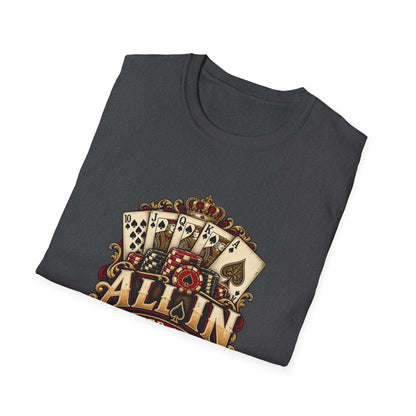 All In Poker Club T-Shirt | Vintage Royal Flush Card Game Tee