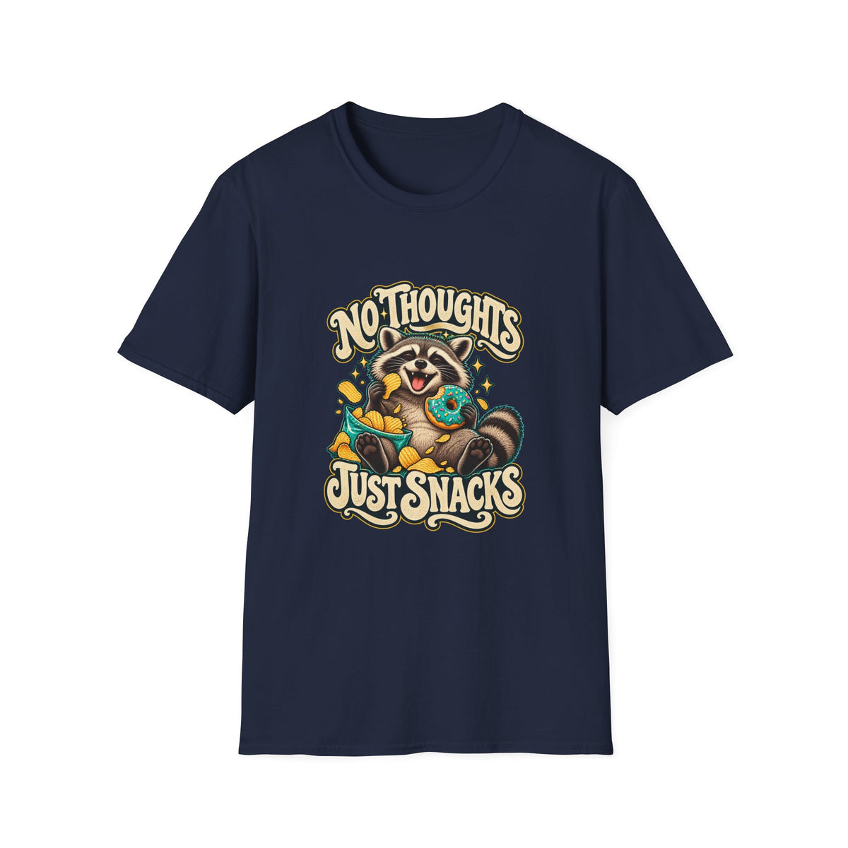 No Thoughts Just Snacks T-Shirt | Funny Raccoon Food Tee